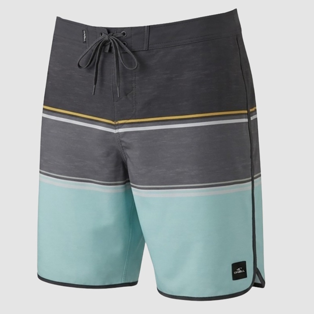 O'Neill Lennox Scallop Board Shorts - NWT Mens 44 Grey / Teal - #49180-H7